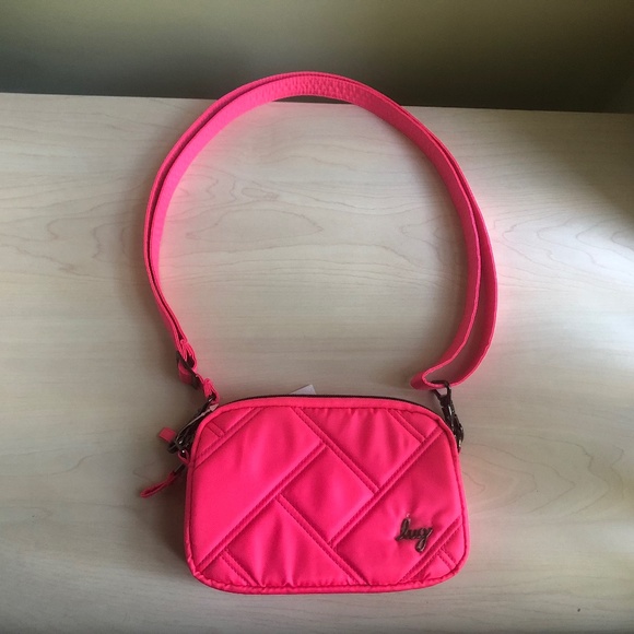 New Lug Pink Double Zipper RFID Handbag w/ Removable Convertible Crossbody Strap - Picture 1 of 8